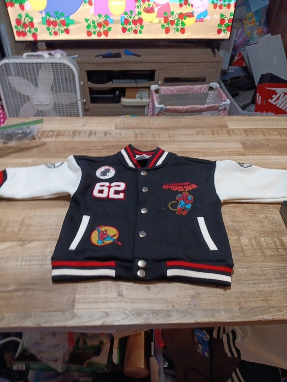 Marvel Black, White & Red Spider-Man Varsity Jacket for Kids Rare Condition